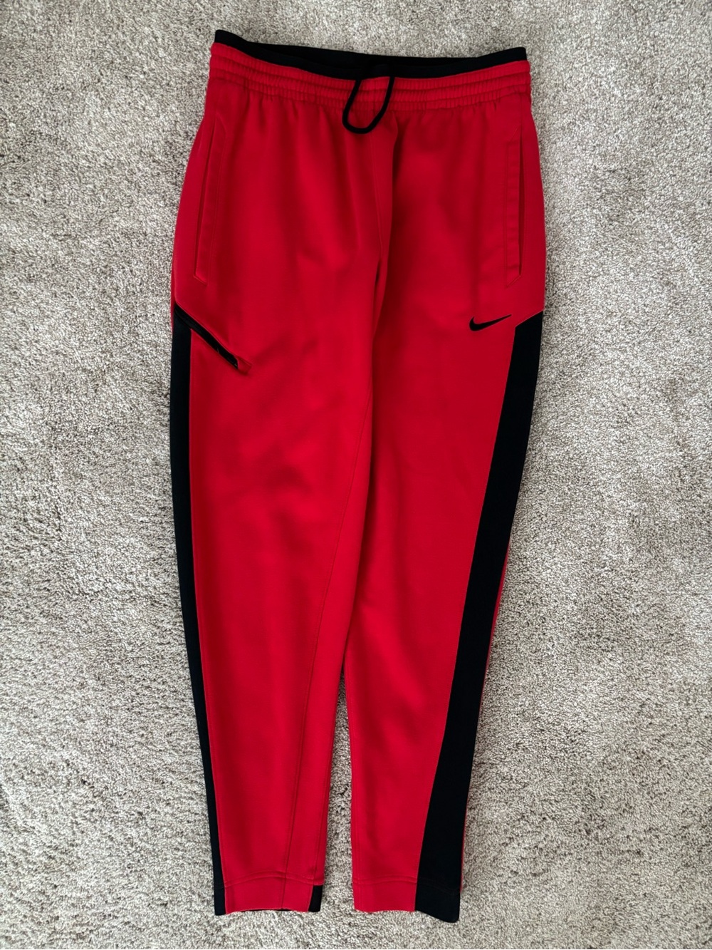 Nike Showtime Tapered Basketball Joggers Mens L Red Black Sweatpants Pockets